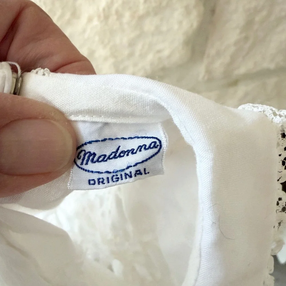 Madonna Original Vintage White Eyelet Lace Christening Dress Baby Girl 3-6 mo